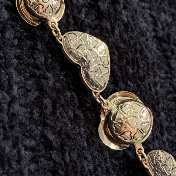 BETSEY JOHNSON Pavé Crystals Hearts Roses Eyes Gold & Red NECKLACE! - Picture 6 of 8